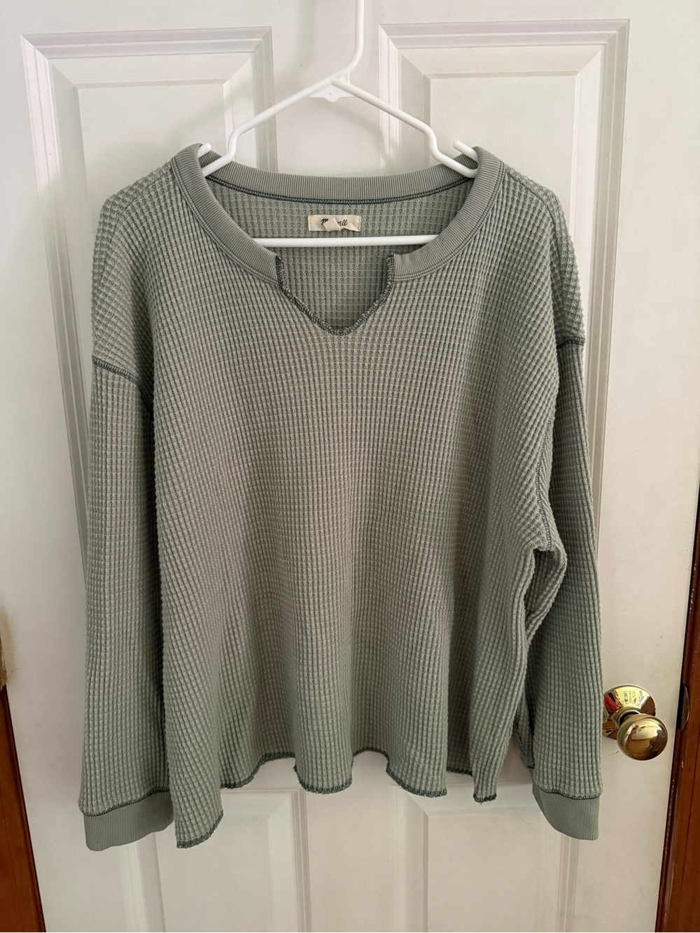 Madewell Waffle-Knit Pullover - Light Sage